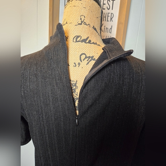 Jones New York, Solid Black High Neck Blouse With Zippered Back, Size Medium - Picture 5 of 7